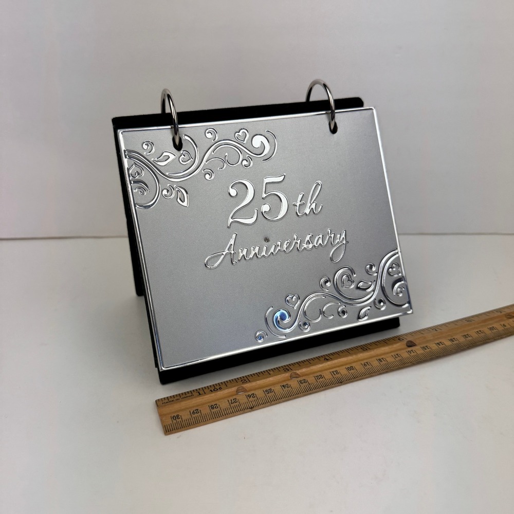 Hallmark 25th Anniversary Tabletop 4x6 Flip Album Silver w Rhinestone Velvet